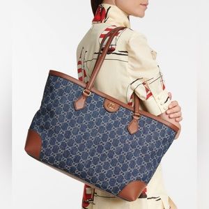 Gucci denim monogram tote bag
